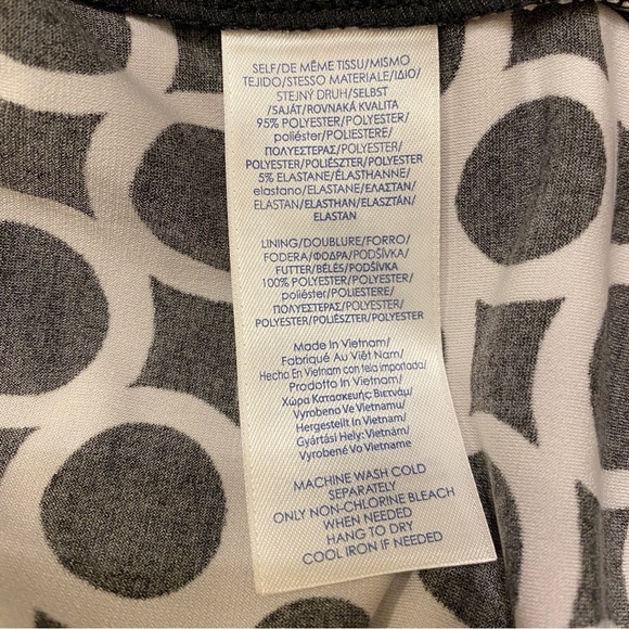 Chaps Womens Dress Large Black Print Long Sleeve Faux Wrap Stretch - Picture 5 of 5